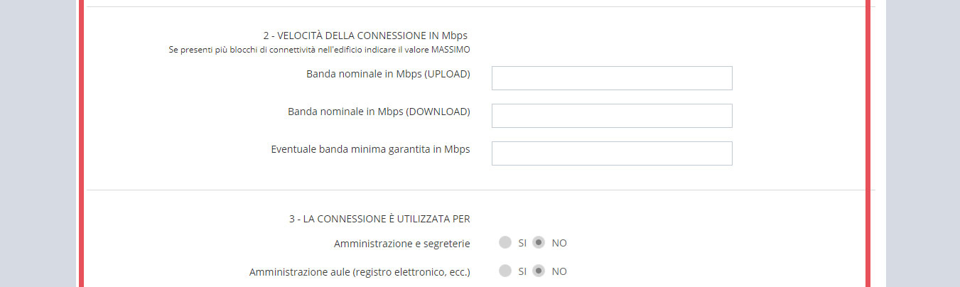 immagine pagina edifici del pes, 3 connettività dell'edificio, risposte affermative